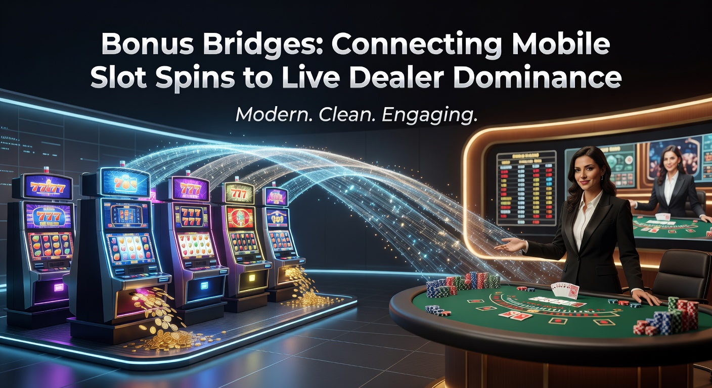 Mobiele slotinterface met live dealer overlay, illustrerend bonusverbindingen tussen spins en tafels