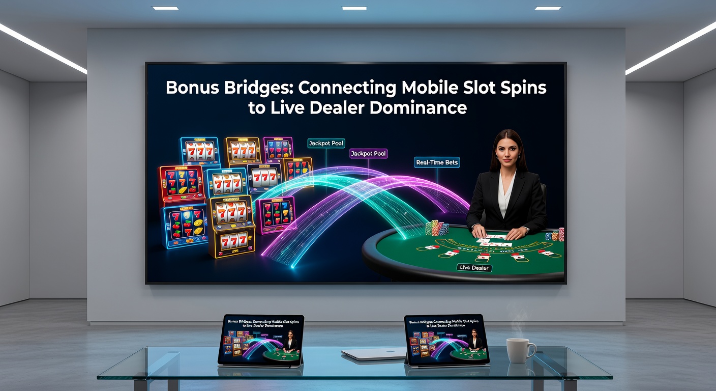 Grafiek met bonusflow van mobiele slots naar live dealer tafels, met pijlen en groeipercentages