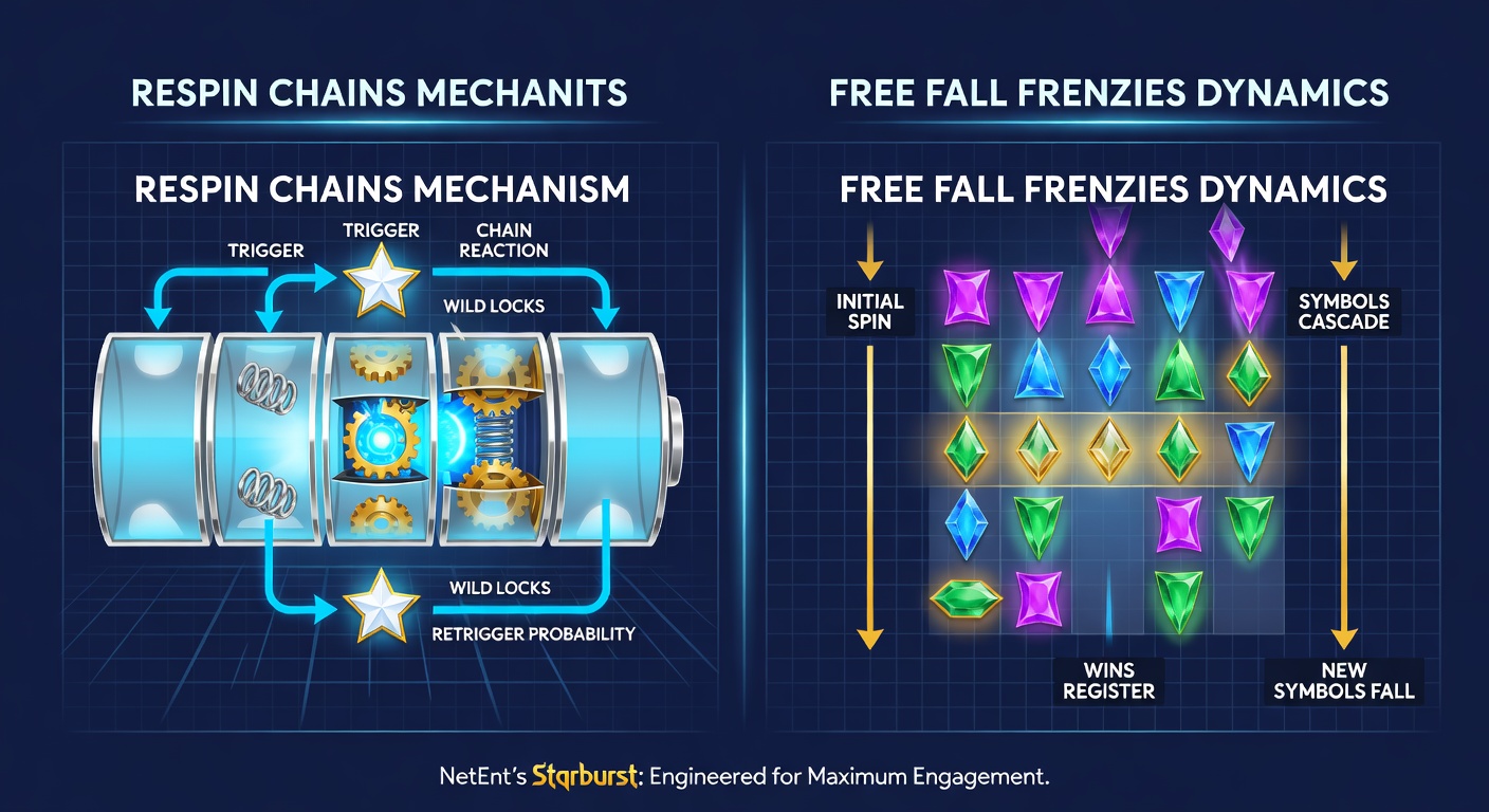 Visualisatie van een Free Fall frenzy in Gonzo's Quest met oplopende multipliers tijdens avalanchereeksen