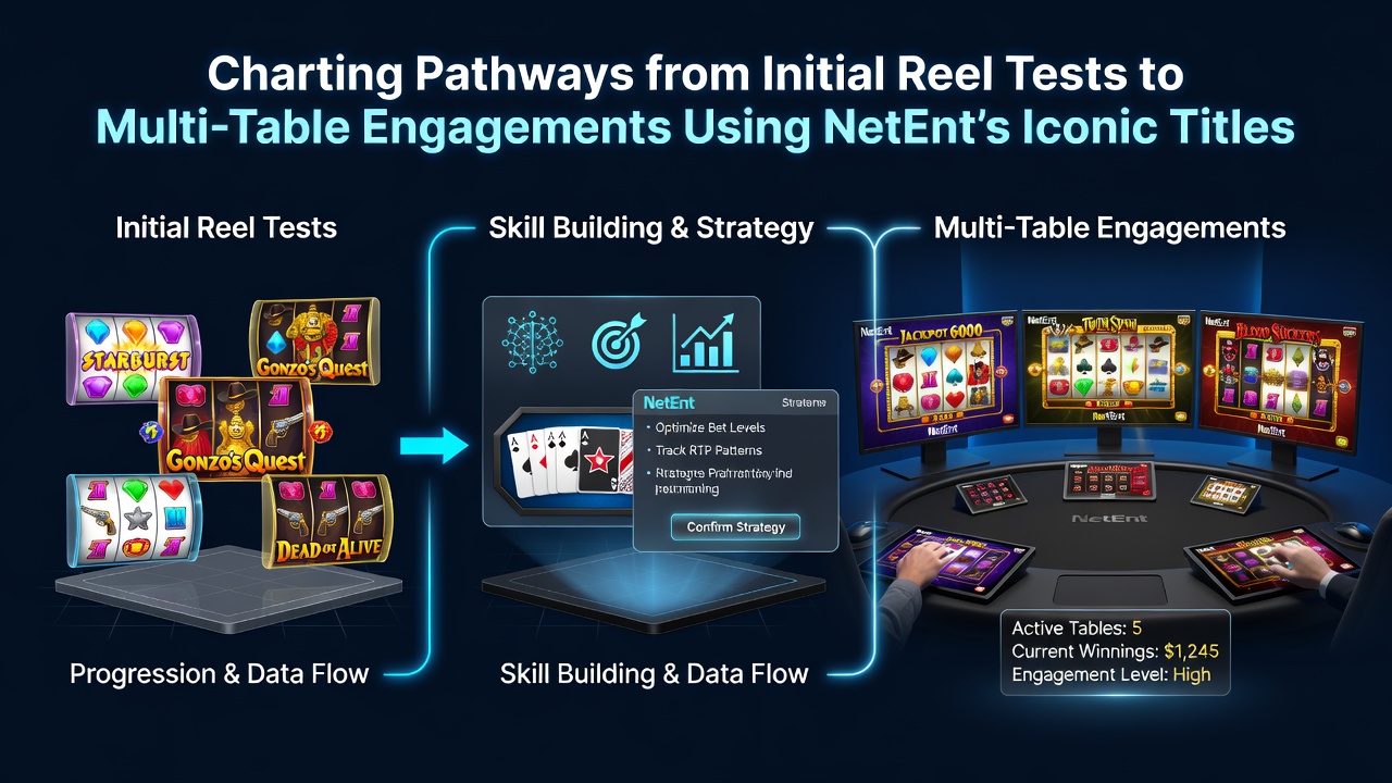 Overgang van mobiele NetEnt slot spins naar live dealer multi-table sessies met handheld device visuals