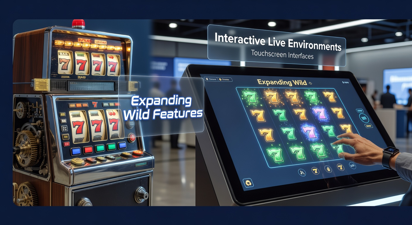 Vintage slot machine met expanderende wild symbols op een touchscreen display