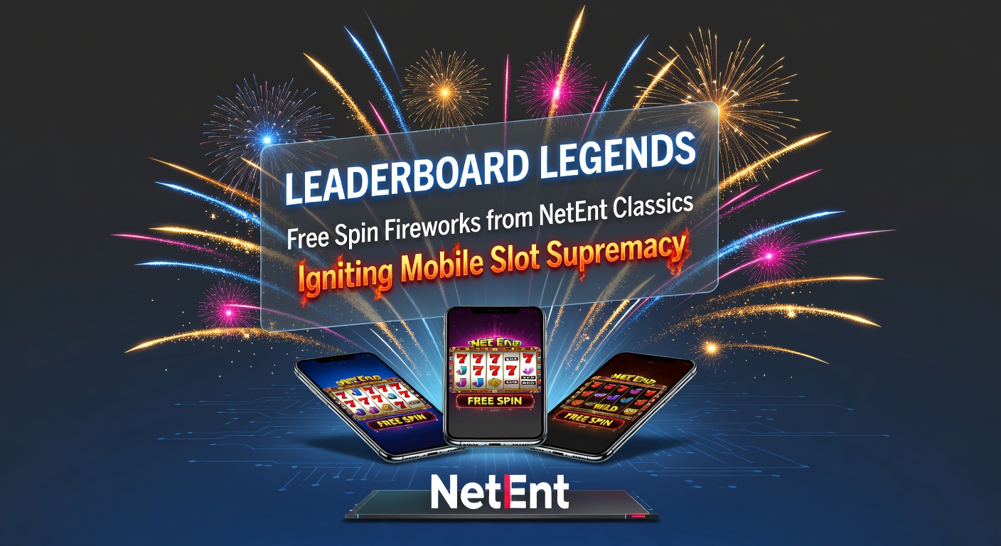 Schermafbeelding van een bruisende NetEnt leaderboard met exploderende free spins en mobiele slots in vuurwerkstijl, spelers racen naar de top in klassieke games