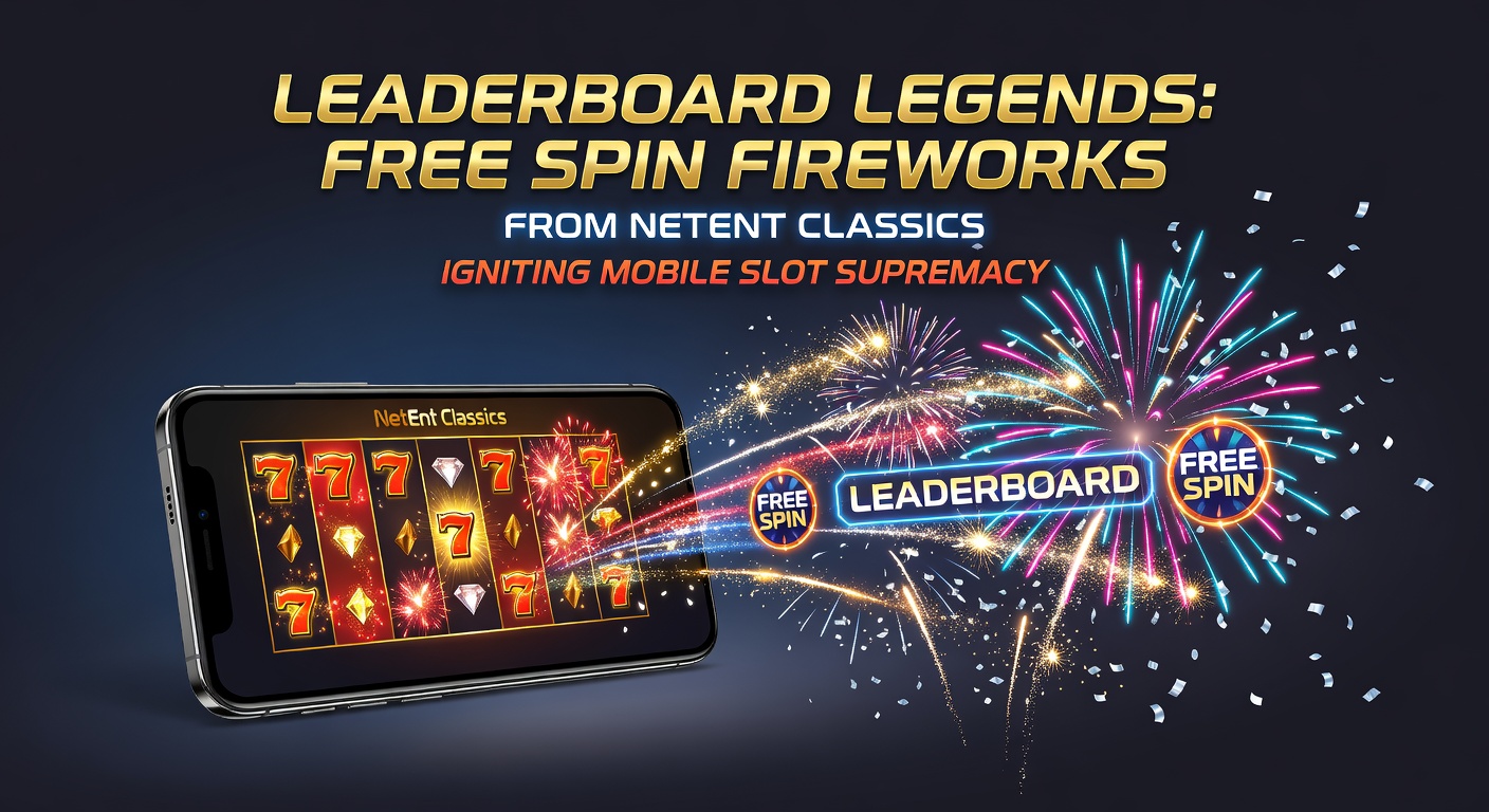 Dynamische close-up van een mobiel leaderboard met NetEnt free spins die als vuurwerk ontploffen, klassieke symbolen racen naar jackpot posities op een smartphone scherm
