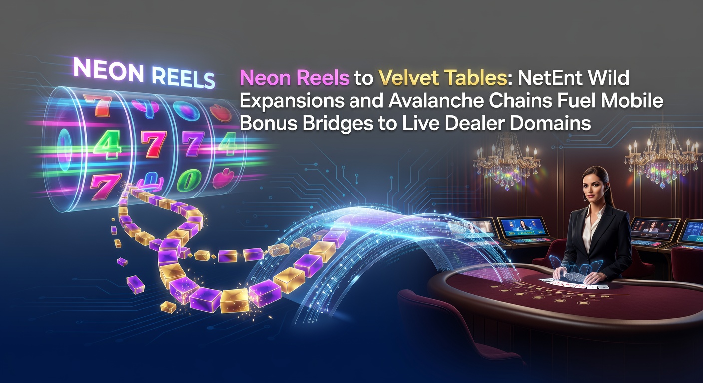 Neonverlichte slotrollen die overgaan in luxe live dealer tafels met NetEnt wild expansies en avalanche ketens op mobiel
