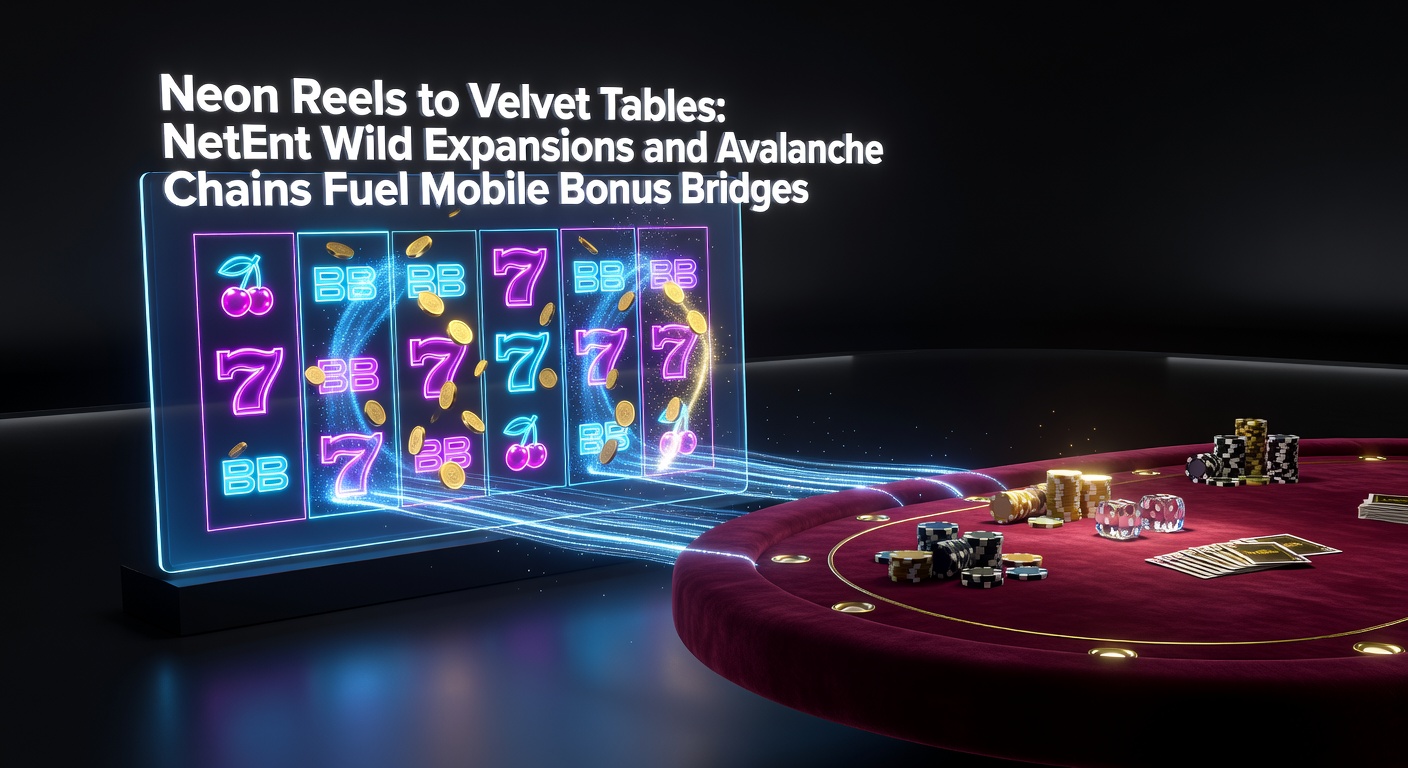Mobiele bonusbrug met NetEnt avalanche chains en wild expansies die leiden naar live blackjack tafels