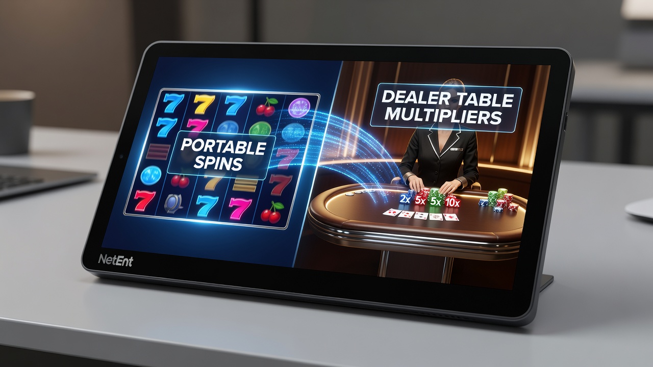 Overgang van mobiele NetEnt spins naar live dealer tafel met multipliers op een touch apparaat