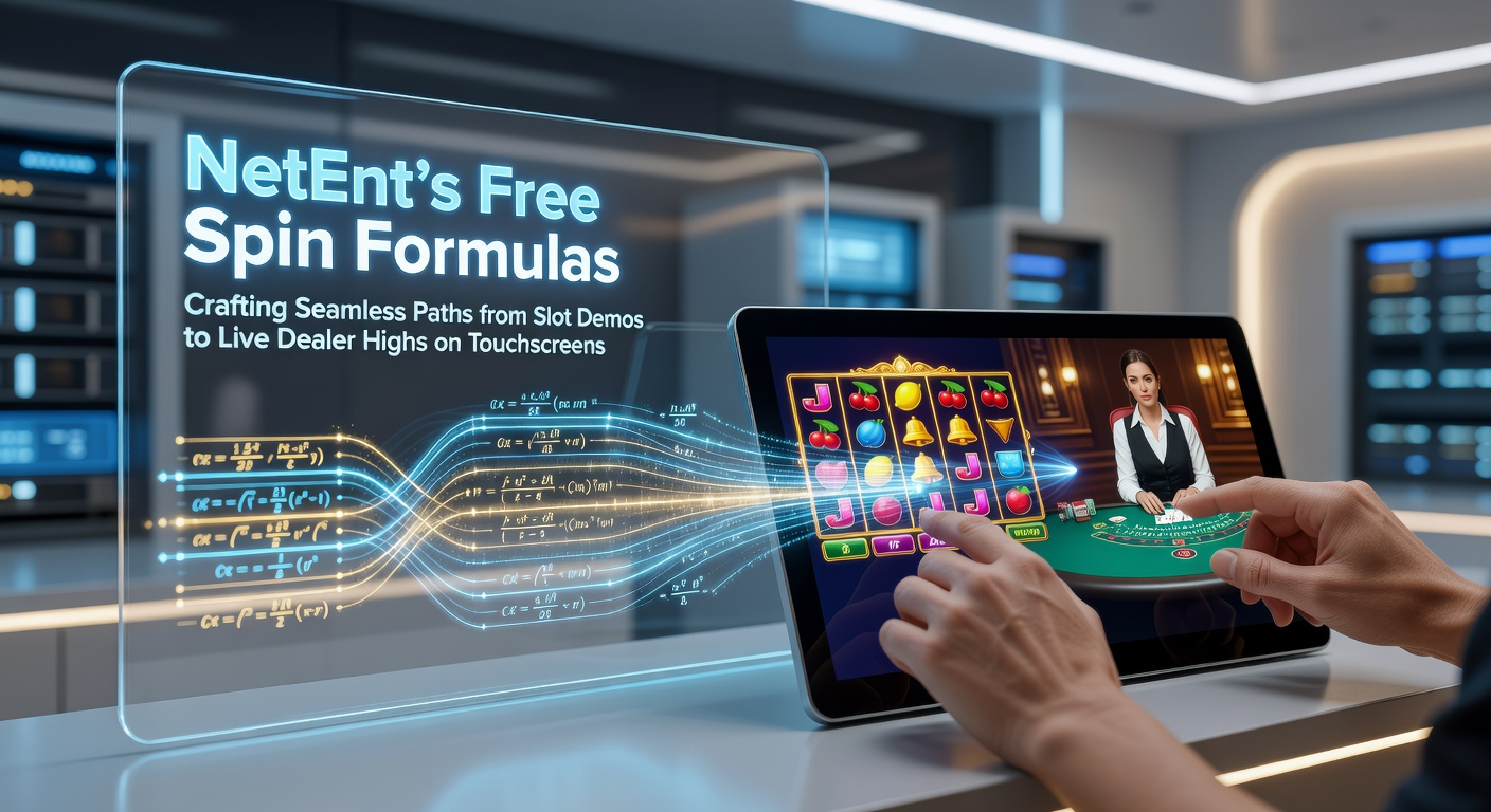 NetEnt slot demo op een touchscreen met actieve free spins en soepele overgang naar live dealer interface