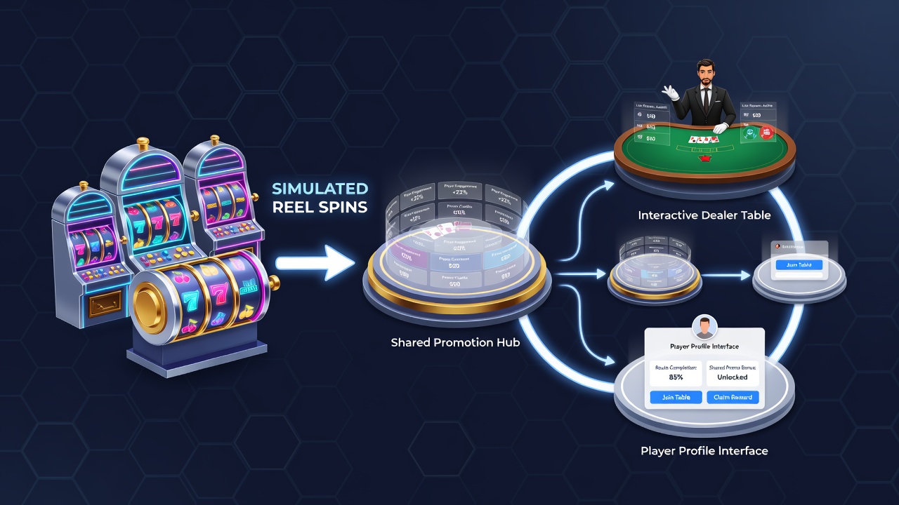 Diagram van promotietool integratie tussen slots en live casino op mobiel