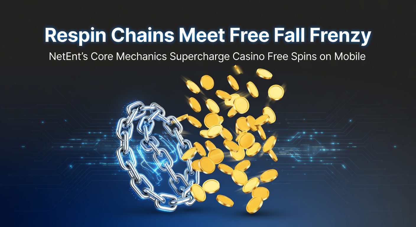 Mobiel scherm met NetEnt slot in free fall frenzy-modus, respin-keten actief met multipliers en vallende symbolen