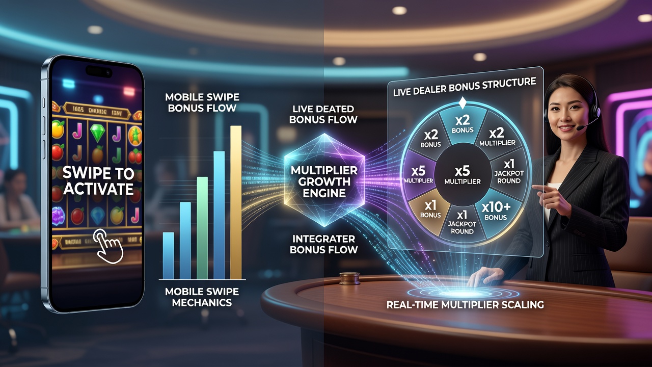 Overzicht van multiplier overdracht van mobiele swipe slots naar live dealer bonusstructuren