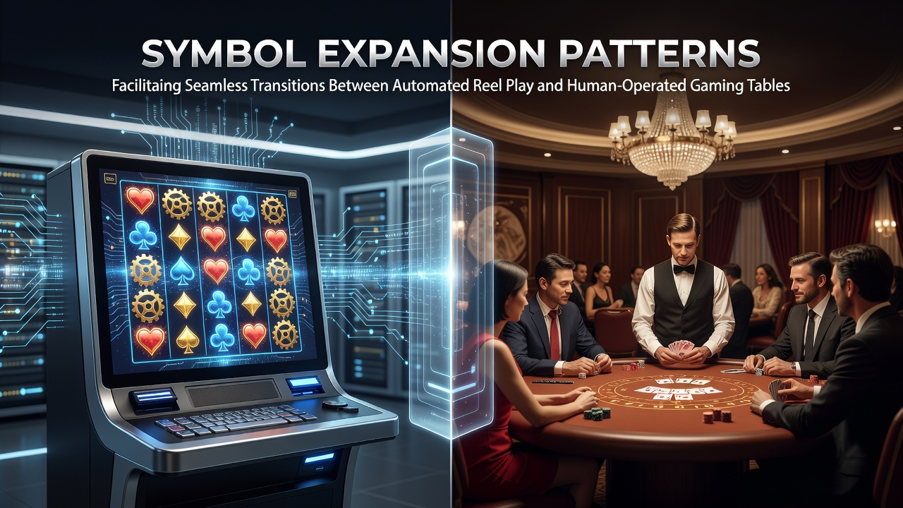 Symbooluitbreidingspatronen in geautomatiseerde reel spellen die overgaan naar live dealer tafels