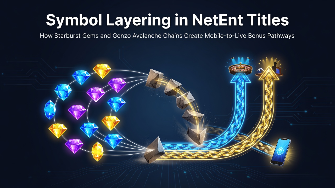 Symbol layering visual in Starburst gems en Gonzo avalanche chains op mobiele schermen