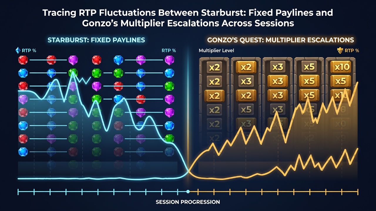 Mobiele sessie analyse van RTP fluctuaties tussen Starburst en Gonzo's Quest